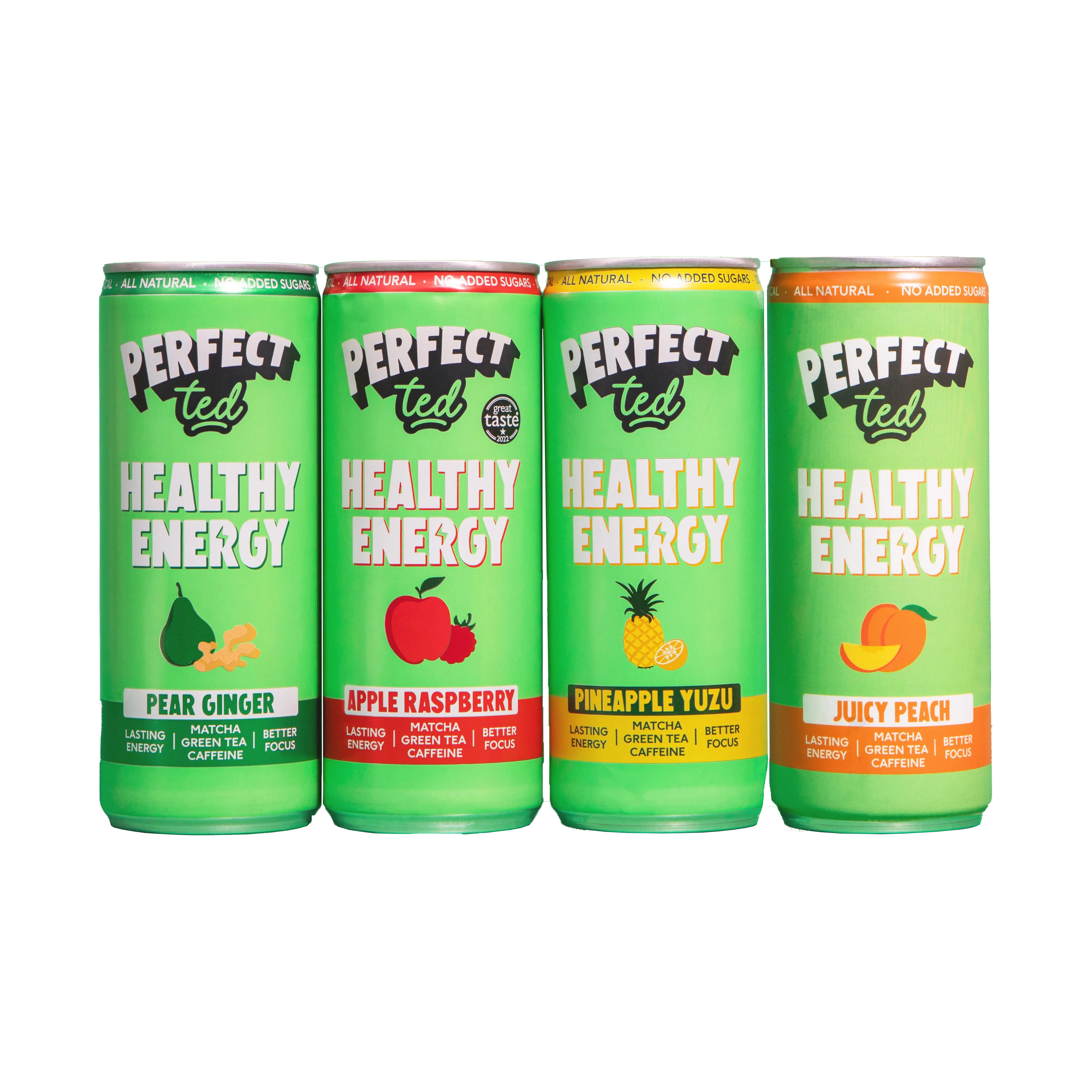 PerfectTed Helahty Energy Drink Flavours lined up