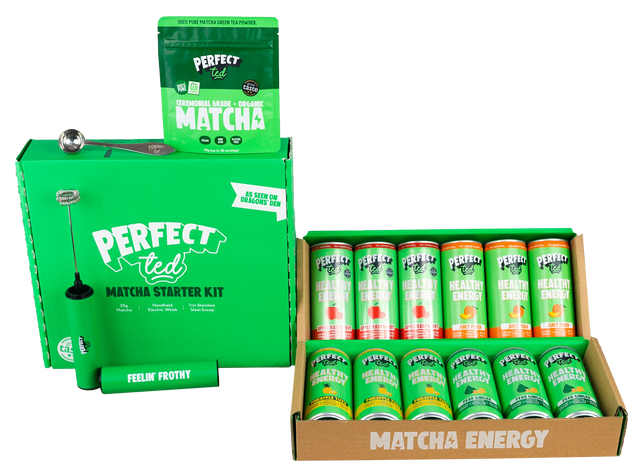 Perfectted Dragons Den Bundle with drinks and matcha powder